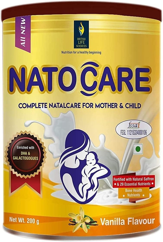BETT British Life Sciences Natocare | Supplement for Breastfeeding and Lactating Mothers | Shatavari, Silymarin & Fenugreek Extract to Boost Lactation | Vanilla Flavour | 200 g