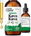 Wild & Organic Kava Kava Tinctuur 400 mg - Mood Support Supplement - Calming Root Extract Liquid Drops - 2-month Supply - Vegan, Sugar & Alcohol-Free Drops - 2 fl oz