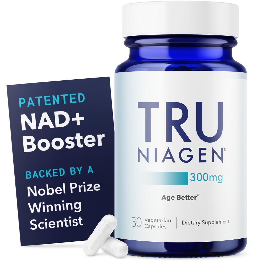 TRU NIAGEN Gepatenteerd NAD+ supplement voor anti-veroudering en celregeneratie, 300 mg Niagen, 30 porties Ondersteunt Cellular Energy, Brain, Muscle Riboside Nicotinamide (NR) Neem 1 Dagelijkse 1 Fles