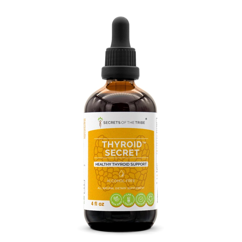 Geheimen van de stam - Schildklier geheim, gezonde schildklier ondersteuning, kruidensupplement Blend Drops Alcoholvrije vloeibare Extract (4 fl oz)