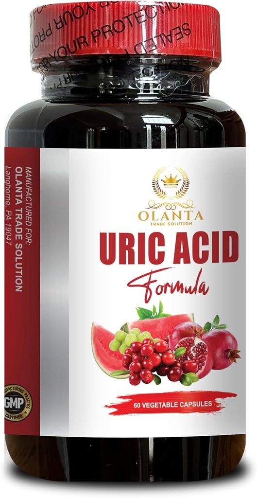 URIC Acid Support - Uric Acid Cleanse Vitaminen voor mannen en vrouwen, Uric Acid Flush, Uric Acid Level, Gezamenlijke Mobiliteit Ondersteuning - 1 Fles 60 Capsules
