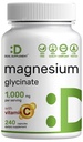 Magnesium Glycinate 500mg per capsule (1000mg per portie) Plus vitamine C, 240 capsules 