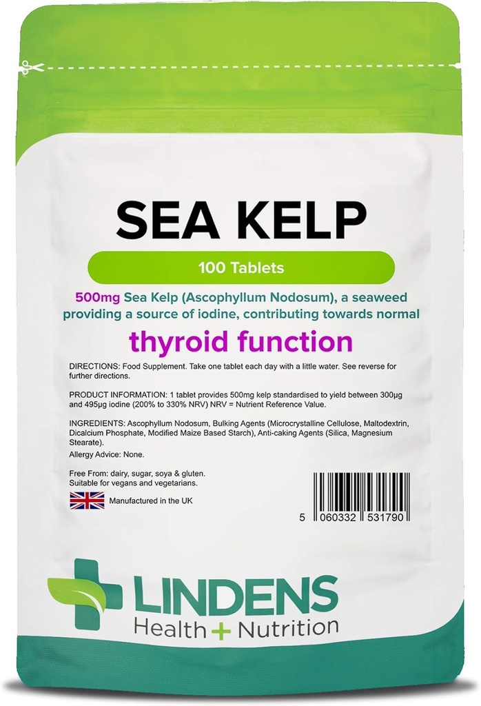 Lindens Kelp Tabletten 100 x 500mg Hoge Potentie 1-a-Dag