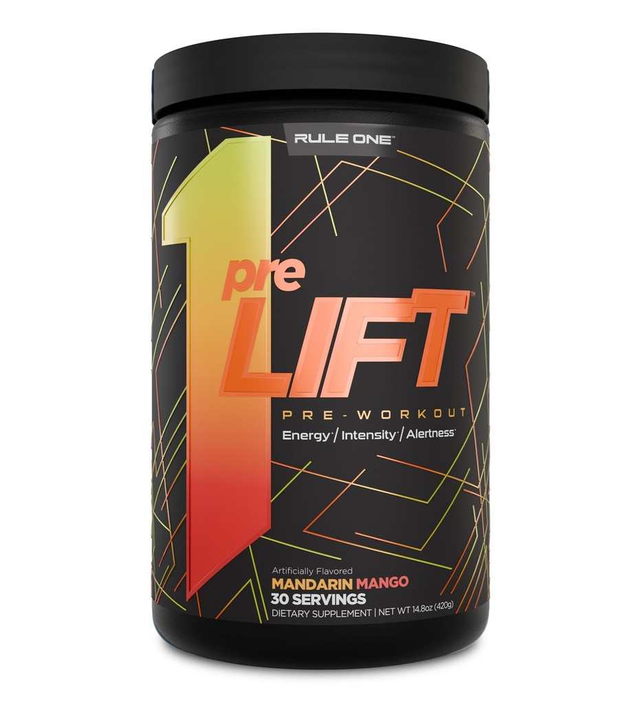 Artikel 1 preLIFT Pre-workout - 6g Citrulline, 3.2g Beta Alanine, 3 Cafeïne bronnen + 20 Andere voor energie, alertheid, & Endurance (30 Servers, Mandarijn Mango)