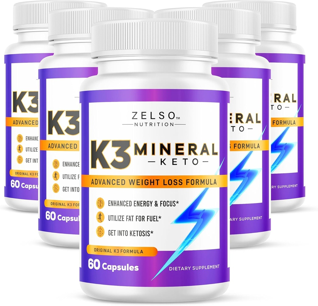 ZELSO (5 Pack) K3 Mineral Weight Loss Pills for Women and Men, K3 Mineral Pills - K3 Salt Mineral, Vitamin + K3 Capsules Supplement for Keto Weight Loss - 5 Months Supply