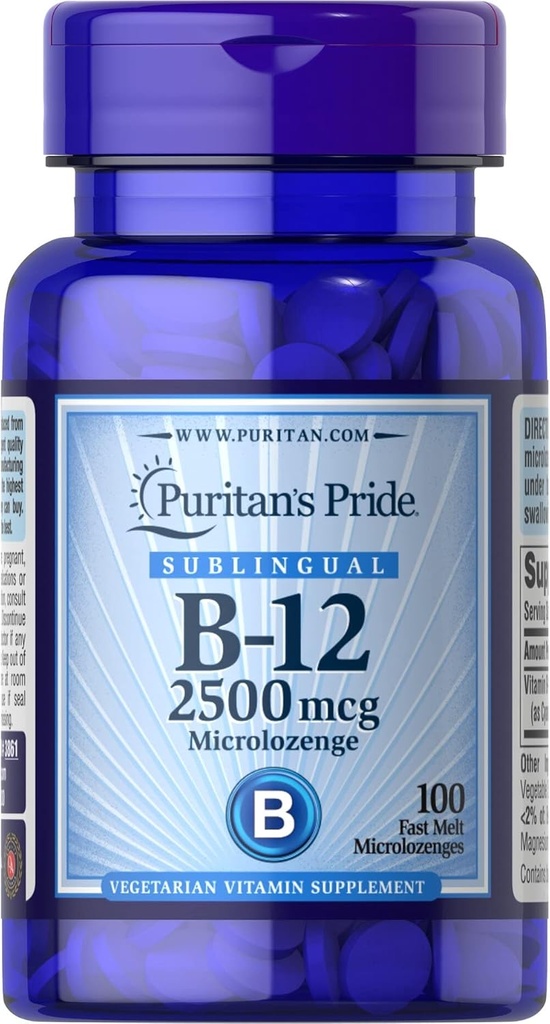 Puritan's Pride Vitamin B-12 2500 mcg Microlozenges, 100 Tellen