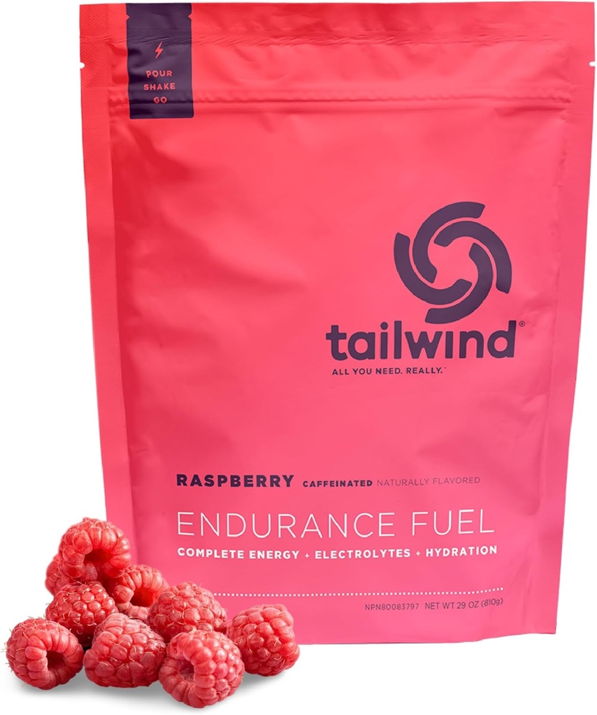 Restwind Voeding Endurance Brandstof, Koolhydraat & Electrolyte Sports Drink Mix Poeder, Glutenvrij, Veganistisch, Raspberry Buzz, 30 porties (Caffeinated)