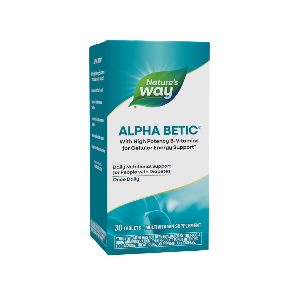 Nature's Way alfa betic, Diabetic Multivitamine for Daily Nutritional Support, with B-Vitamins for Energy Metabolisme Support*, Alpha Lipoic Acid, Taurine, Lutein, 30 Tablets