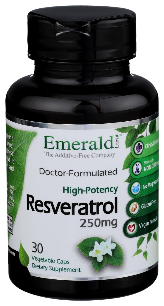 Emerald Labs Resveratrol - Dieetsupplement met Resveratrol voor Cellulair en Cardiovasculair Ondersteuning - 30 plantaardige capsules
