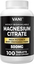 Magnesium citraat 500MG 100 tabletten- Vegan Safe, hoge absorptie