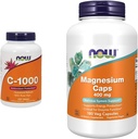NOW Supplementen, vitamine C-1.000 met Rose HIPS, Sustained Release, Antioxidant Protection*, 250 Tablets & Supplementen, Magnesium 400 mg, Enzyme Functie*, Zenuwstelselondersteuning*, 180 Veg Capsules