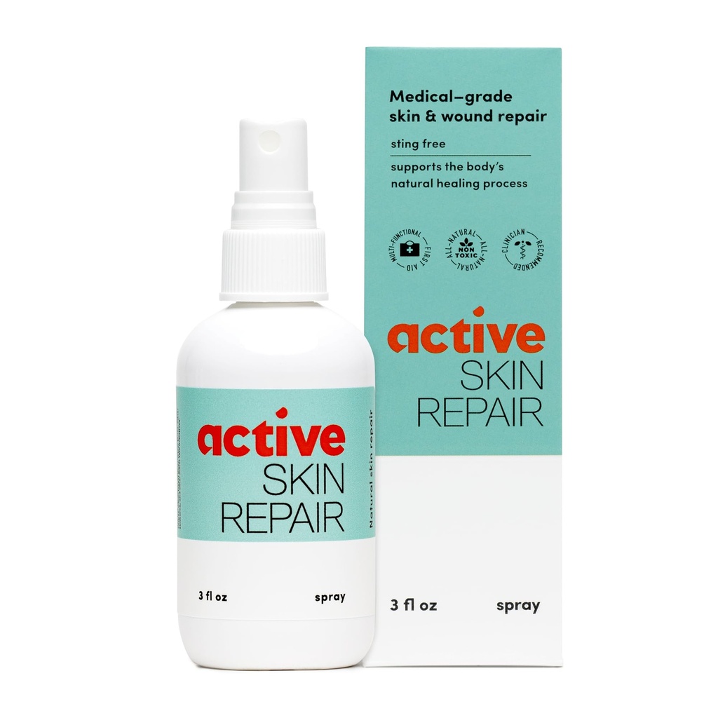 Active Skin Repair Early Aid Healing Skin Spray - Natural & Non-Toxic with Hypochlorus Acid for Minor Cuts, Wounds, Scrapes, Rashes, Sunburns, & More, 3 oz