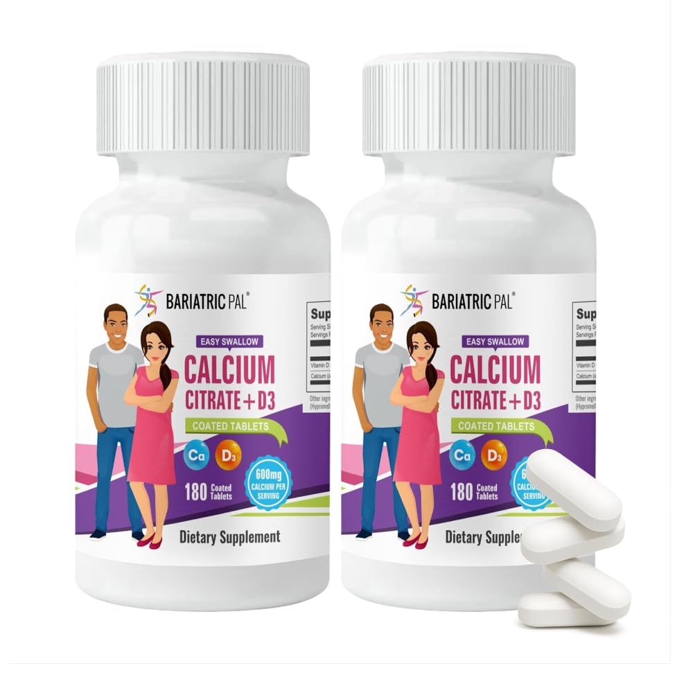 BariatricPal Easy Swallow Calcium Citrate (600mg) en D3 Coated Tablets (60-Day Supply)