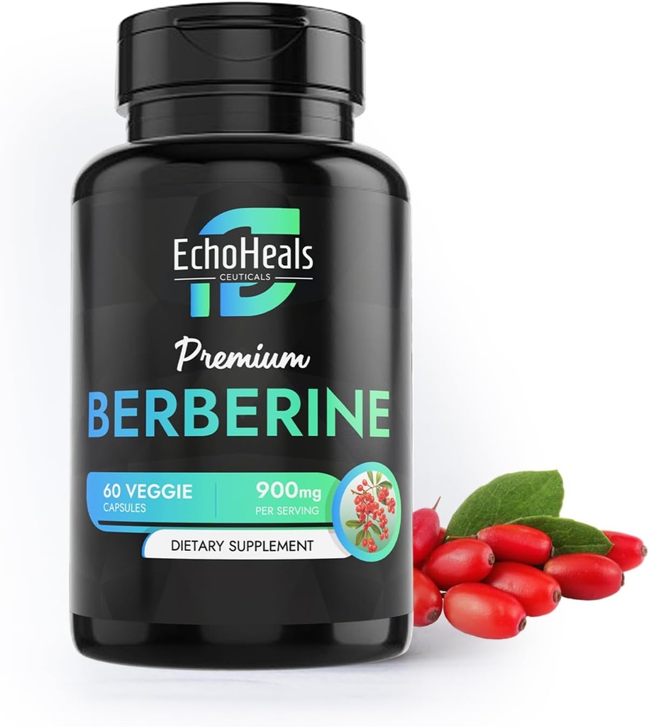 Berberine supplement - Natural Plant Based met Ceylon Cinnamon, Kurkuma, Piperine, Vitaminen B6, C, D - Vegan-Friendly - 60 plantaardige caps, 900mg.