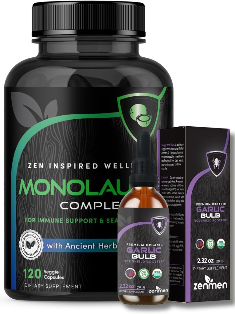 Zenmen Immune Support Bundle: Knoflook Tinctuur en Monolaurin Capsules