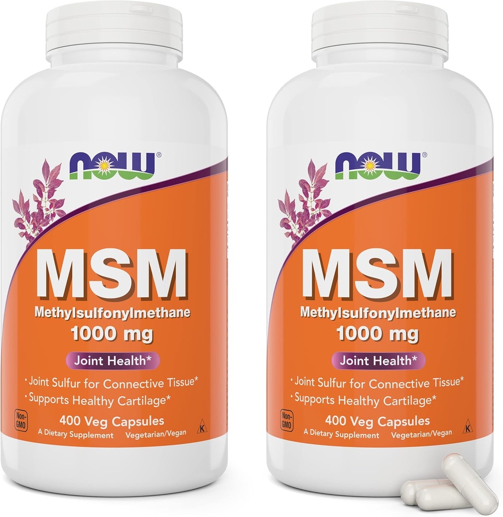 Nu MSM 1000mg, 400 Veg Capsules (verpakking van 2) Methyl-Sulphonyl-Methaan, Made in USA, Sulfur Supplement, Non-GMO, Vegan/Vegetarisch vriendelijk