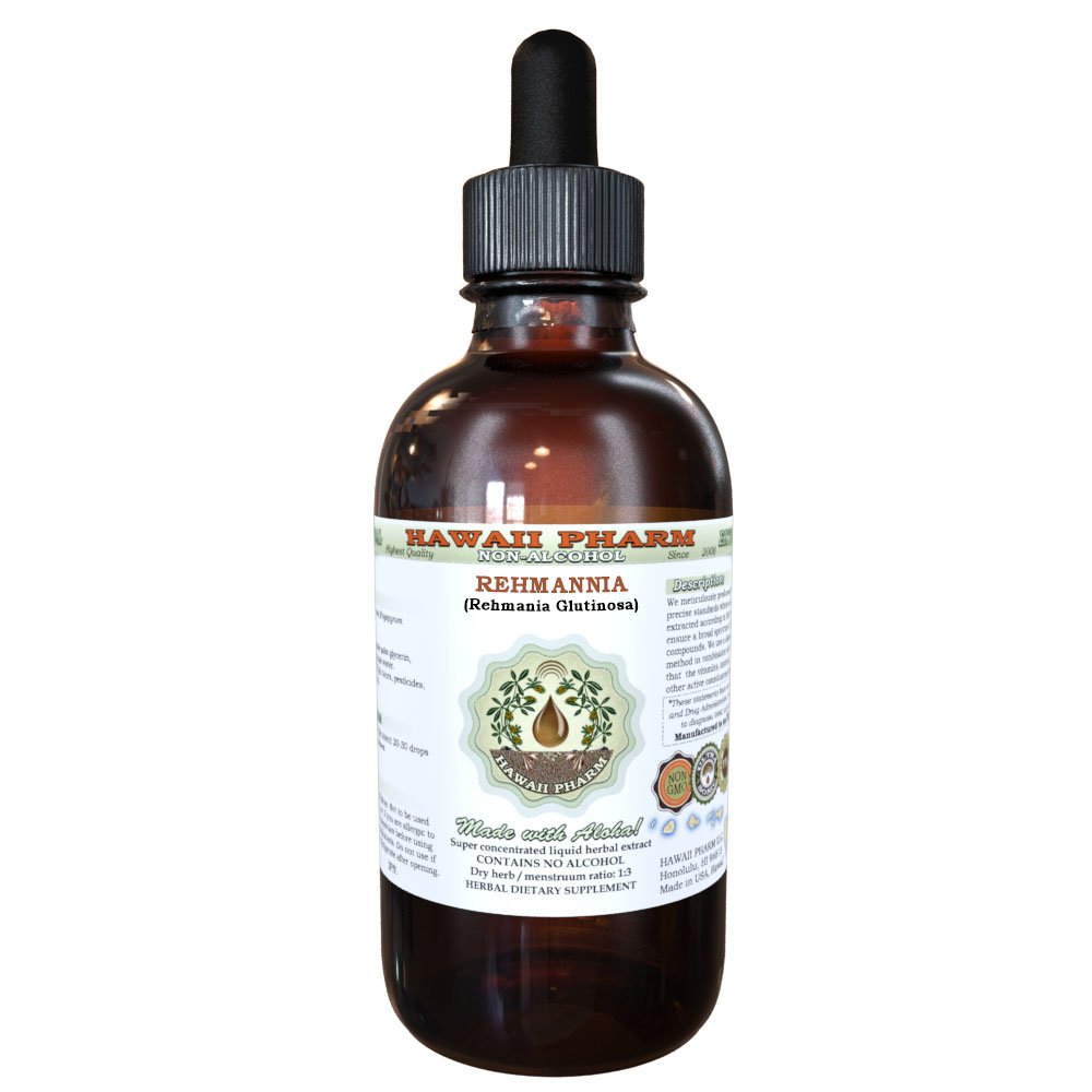 Hawaii Pharm Rehmannia Alcohol-Free Liquid Extract, Professional Grade, Small Batch Rehmannia (Rehmania Glutinosa) Dried Root Glycerite 2 oz
