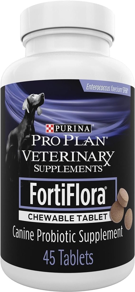 Purina Pro Plan Veterinaire Supplementen FortiFlora Kauwbare Honden Probiotische Supplement Tabletten 45 ct. Canister