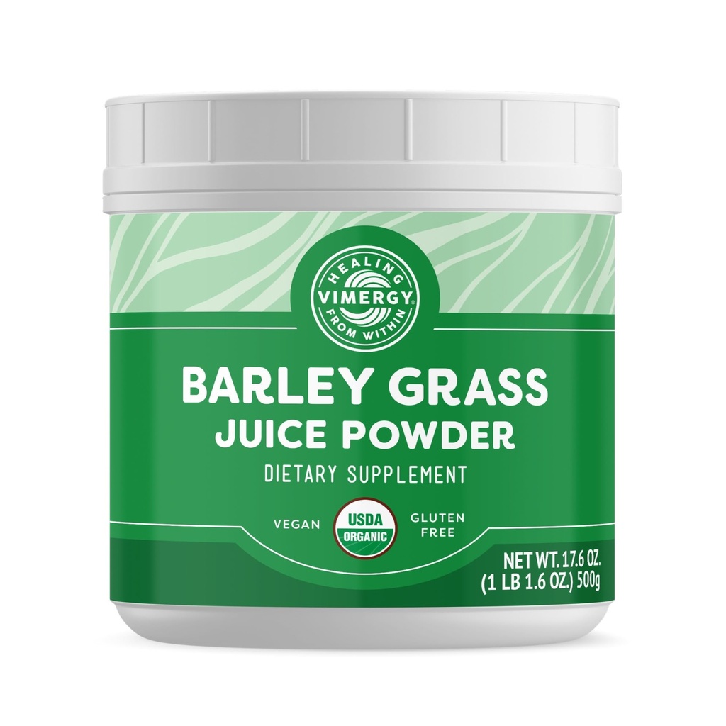 Vimergy Barley Grass Juice Powder Dietary Supplement - 4g per Serving (125 Servings) – Clean Superfood Formula – Promotes Cardiovascular Health* – Organic, Vegan & Gluten-Free – Value Size 500g