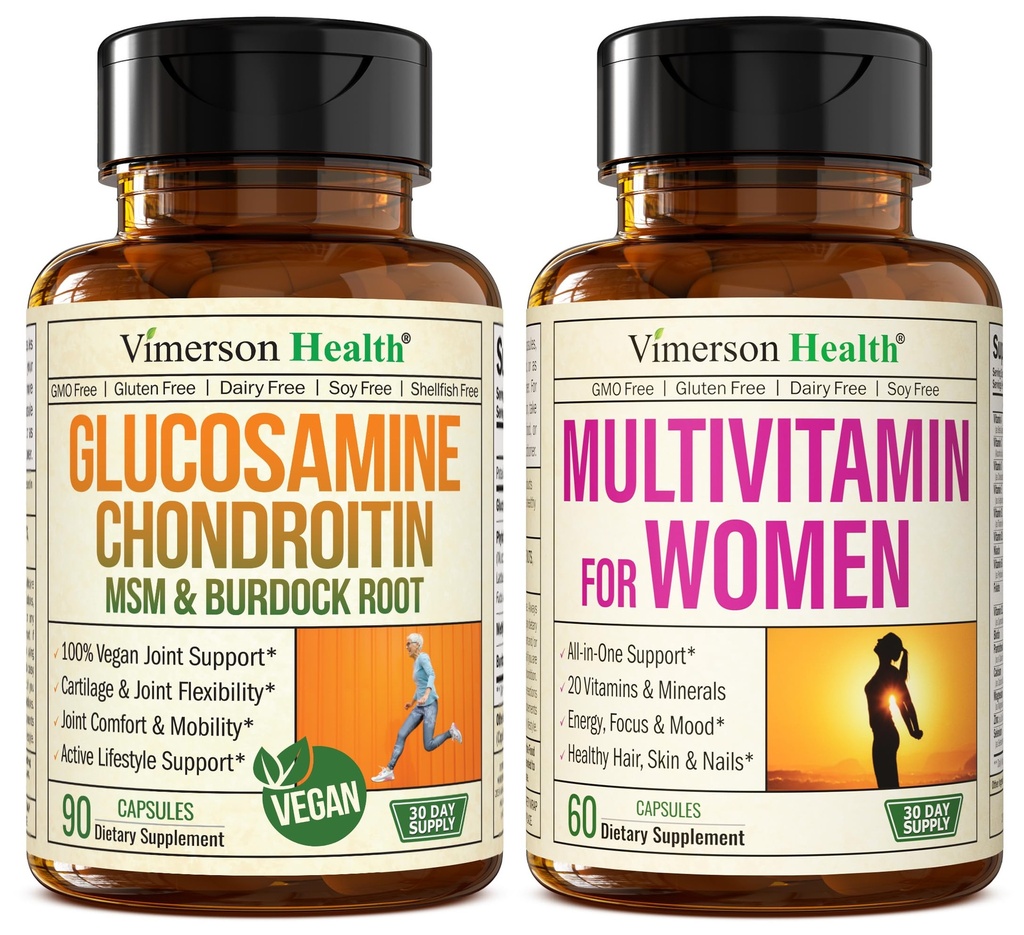 Vegan Glucosamine Chondroitin MSM Joint Support Supplement & Complete Multivitamine voor vrouwen