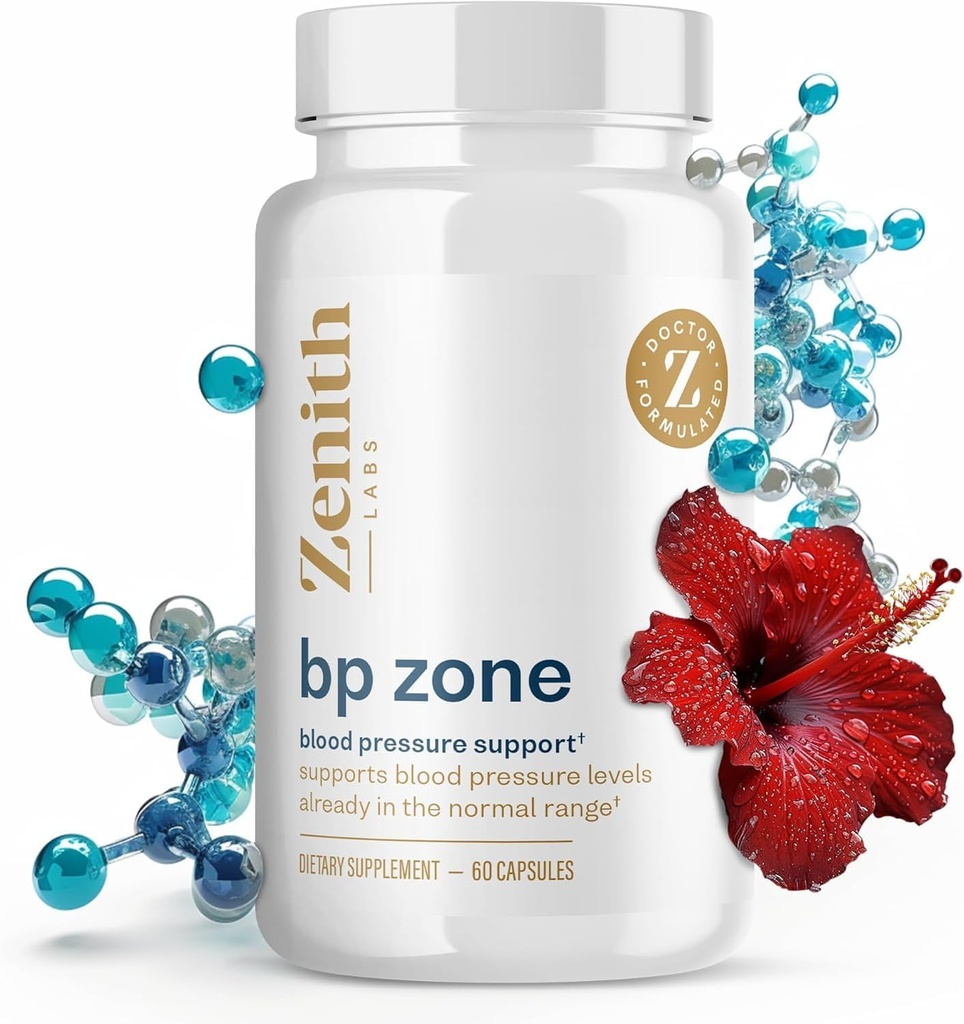 Zenith Labs BP Zone - Natural Blood Flow Supplement - Kruidenextract Pillen - Geavanceerde formule met Saffron Crocus, Hibiscus, Knoflook, CoQ10, en Magnesium