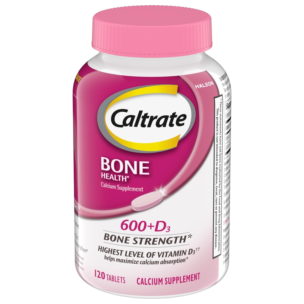Caltrate 600 Plus D3 Calcium en vitamine D Supplement tabletten, Bone Health Supplements voor volwassenen - 120 Tellen
