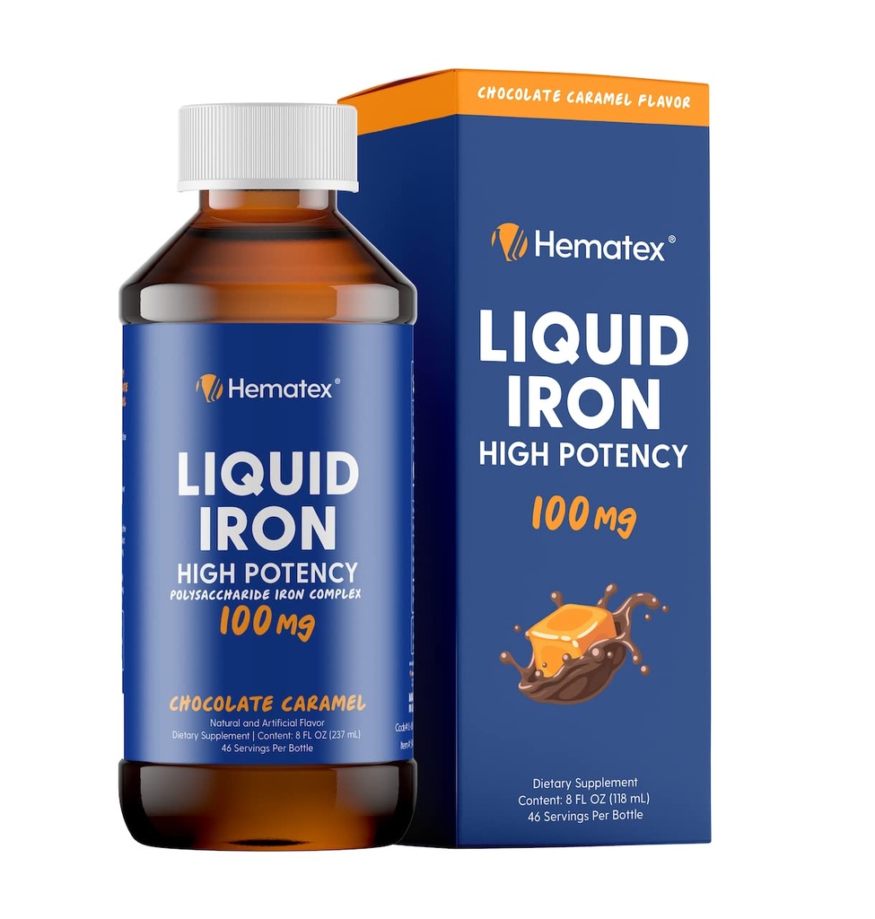 IJzersupplementen voor mannen Hoge Potency Liquid Iron voor volwassenen door Hematex - 100mg Polysaccharide Iron Complex Iron Supplements for Anemia and Iron Deficency
