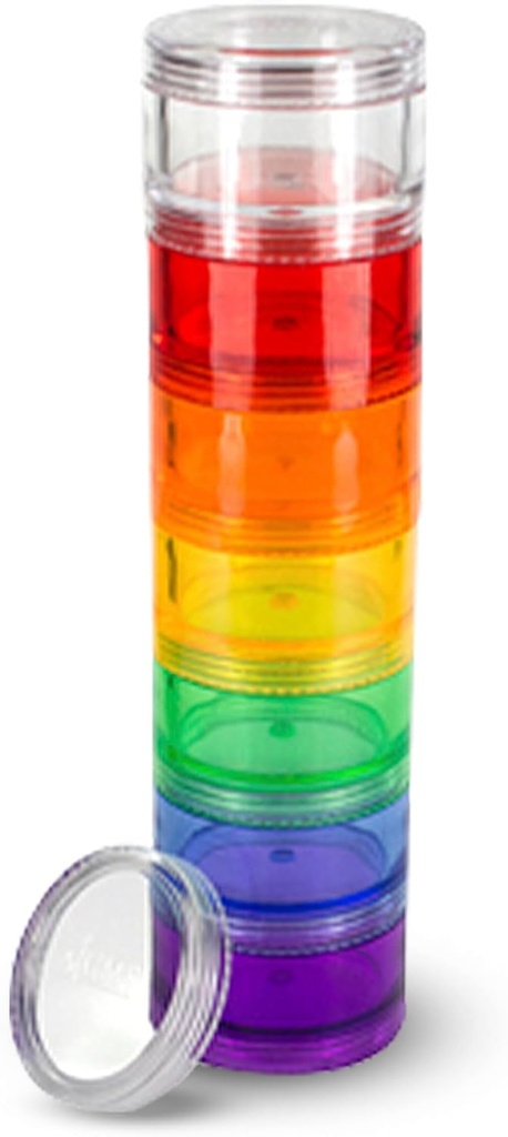7 dagen medicijn pil Organisator - Stapelbare pil Box - past kleine tabletten en vitamine supplementen, Houd uw dagelijkse geneeskunde georganiseerd op een plaats - Medium - Regenboog
