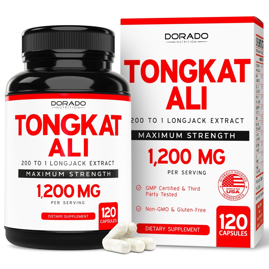 Tongkat Ali voor mannen 1200mg (200 tot 1 Extract) - 120 capsules - Longjack Supplement - Premium Tonkat-Ali Supplement - Ondersteuningssterkte, aandrijving, atletische prestaties en spiermassa - Glutenvrij en niet-GMO