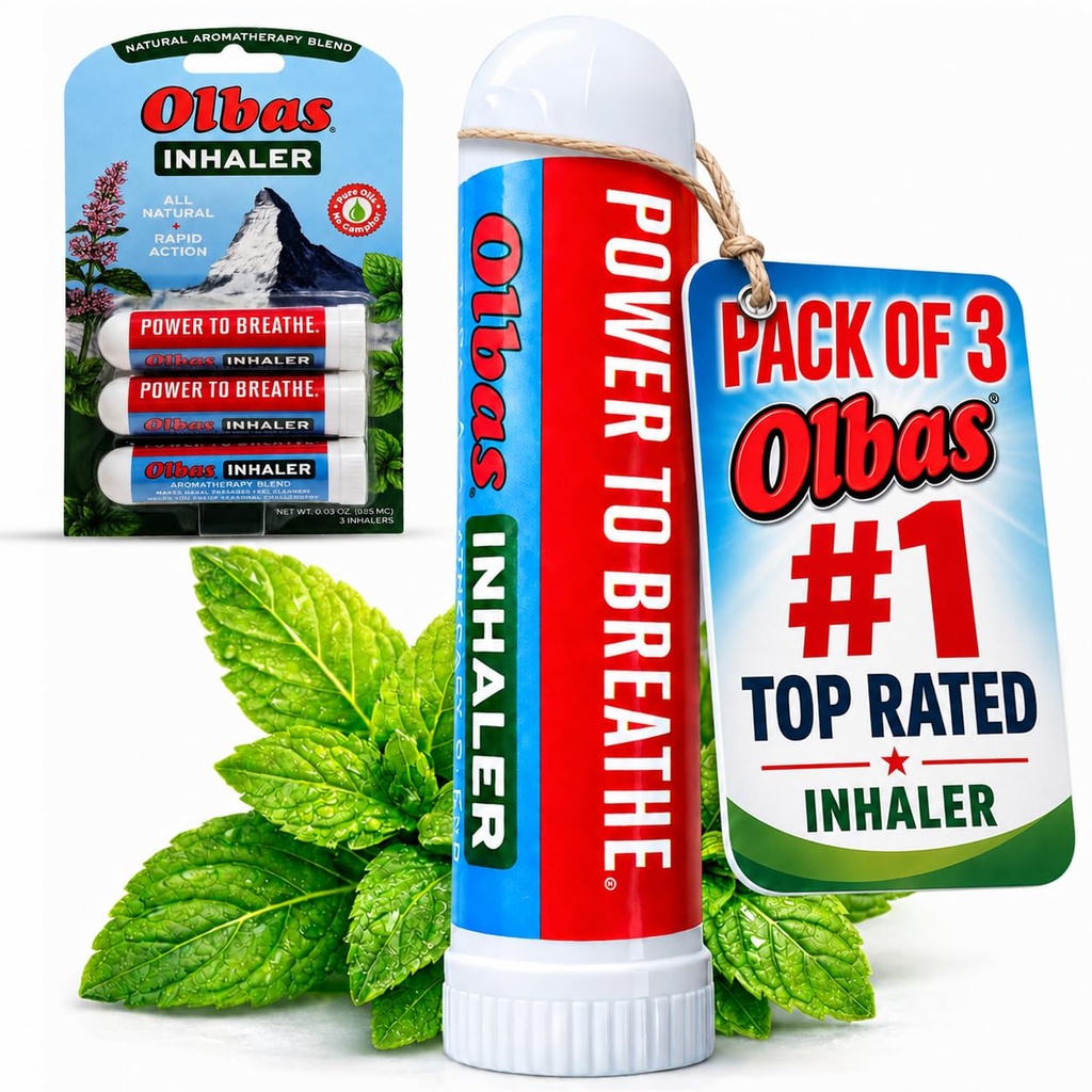 Olbas neusreliëf Inhalator Aromatherapie/aromatische inhalator, 0,01 Oz, 3-pack