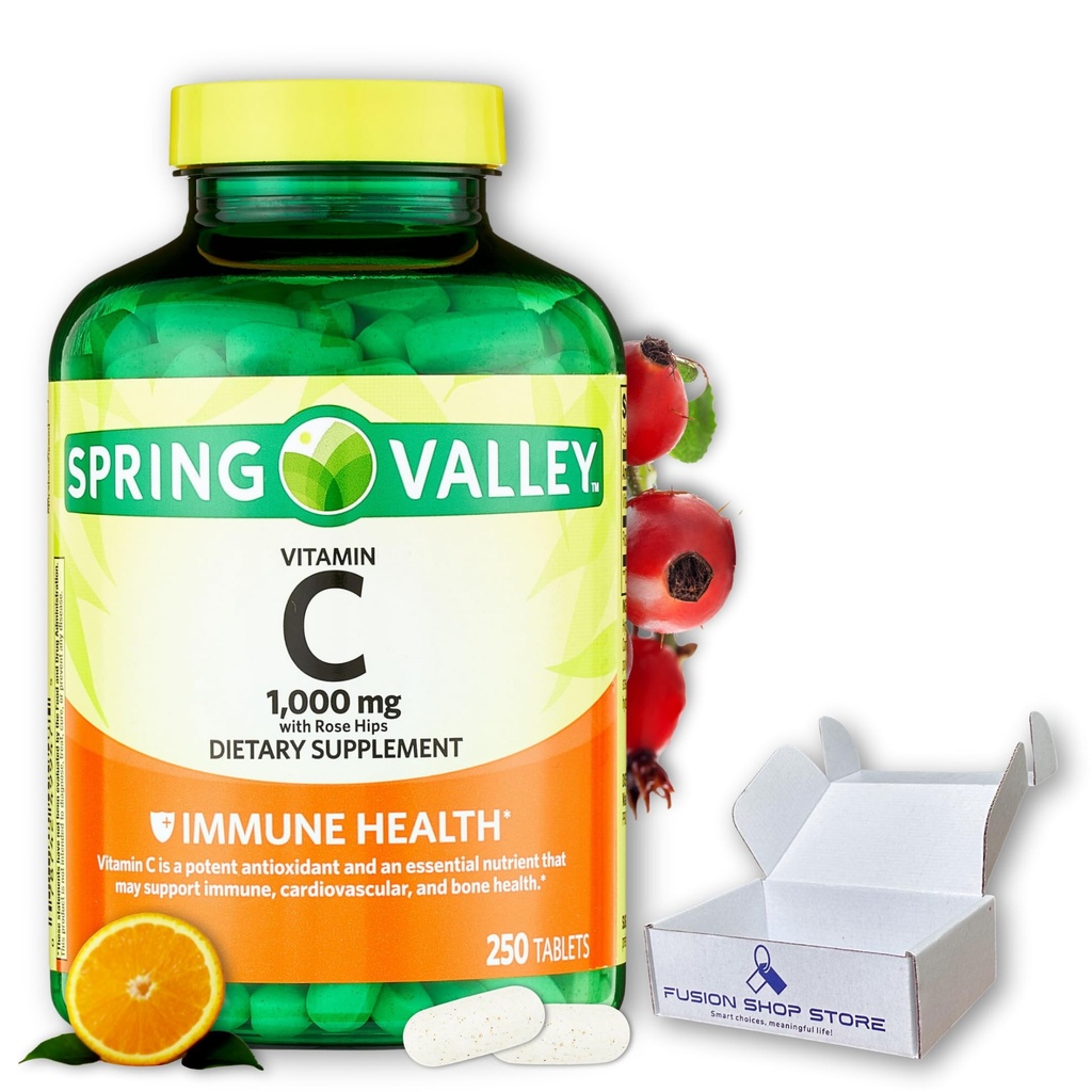 FUSION Shop Store Slimme keuzes, betekenisvol leven! Vitamine C 1000mg- met Rose HIPS tabletten, 250 Telling (verpakking van 1)