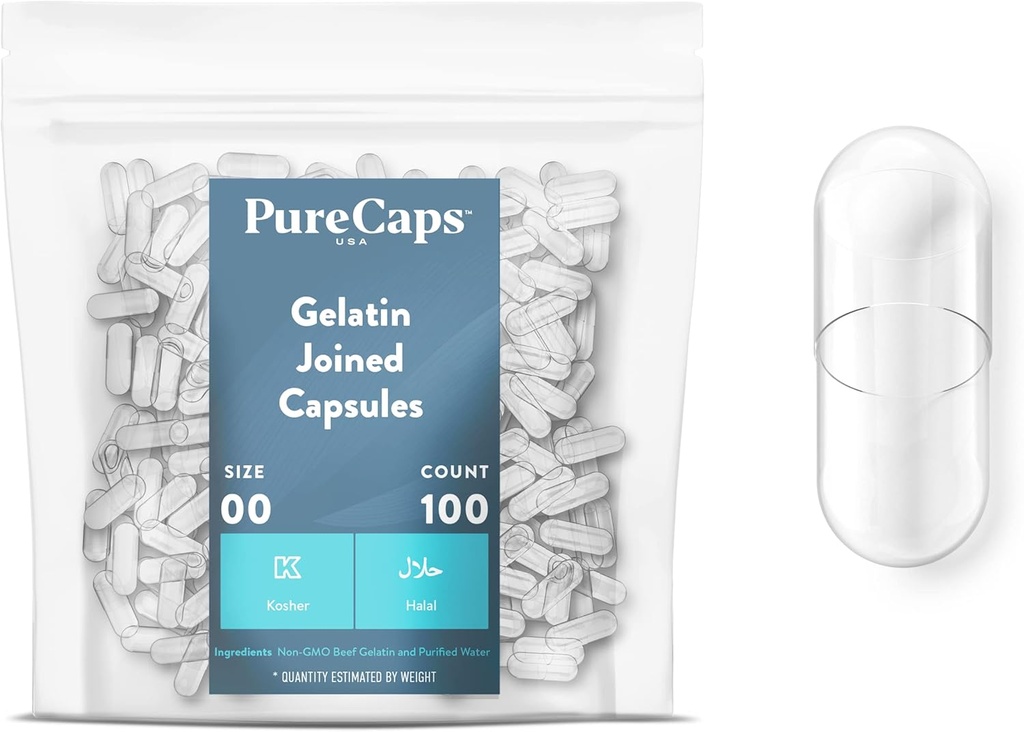 PureCaps Verenigde Staten - Lege capsules met ondoordringbare dop Maat 00