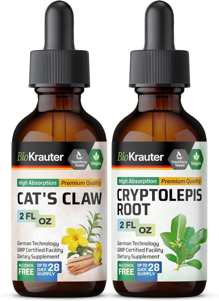 BIO KRAUTER Cat's Claw Tinctuur 2 Fl. Oz. & Cryptolepis Tinctuur 2 Fl. Oz.