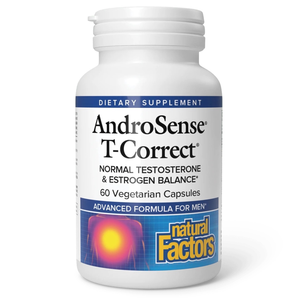 Natuurlijke factoren, AndroSense T-Correct, Ondersteunt Mannen Hormonale Metabolisme met Melkdistel, Kurkuma en Lycopeen, 60 capsules (30 porties)