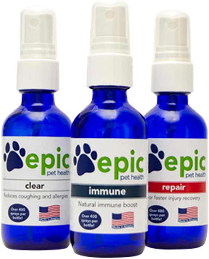 Immunity Support Combo - Repair, Clear, Immune - All Natural Liquid Spray Supplements - Promote Wound Healing, Helps Relieve Allergies & Pain - Nutrition Multivitamin for Cats & Dogs