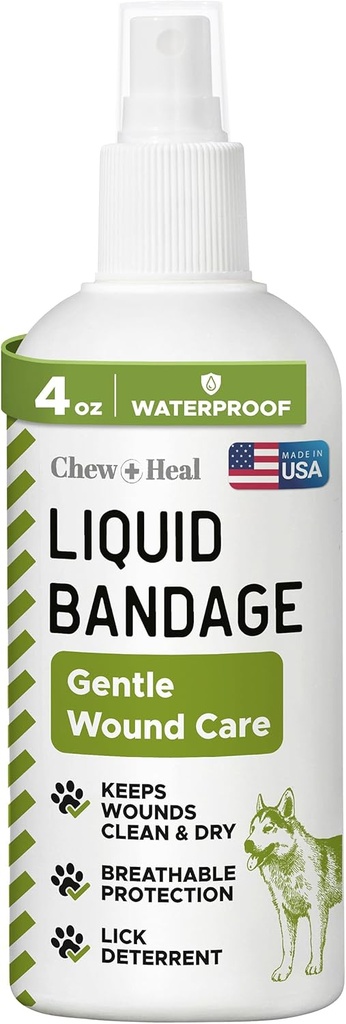 Pet Liquid Bandage voor honden - 4 oz Spray met Aloë - Wound Care voor honden Inclusief sneetjes, scrapes, en steken - ademend en waterdicht