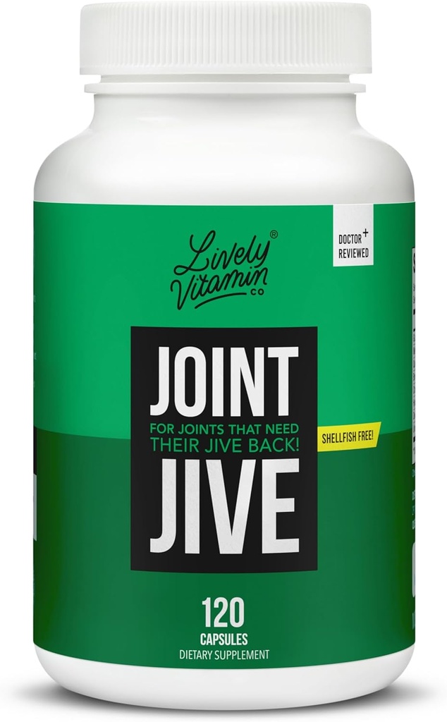 LIVELY VITAMINE CO. Joint Jive - Lubricate Joints (Knie, Enkel, Neck, Schouder, Terug) - Collageen - Glucosamine - MSM - Quercetin - Chondroitin - Duivelsklauw - Schelpvisvrije Formule - 120 Tel.