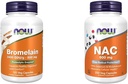 NOW Supplementen, Bromelain 2.400 GDU/g - 500 mg, Natuurlijk Proteolytische Enzyme*, 120 Veg Capsules & Supplementen, NAC 600 mg met Selenium & Molybdeen, 250 Veg Capsules