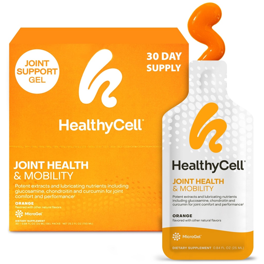 Healthycell Joint Health & Mobility Daily Liquid Supplement - Joint Support Supplement, Ignition Response, Cartilage & Flexibiliteit met Curcumine, Glucosamine & Chondroitin - 30 Gel Packs