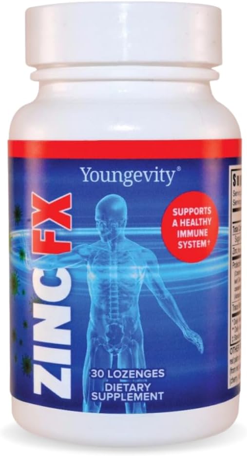 Youngevity Zink Fx - Zink + Trace Minerals + Elderberry + Astragalus - Immune Support Kauwbaar - Zeer Absorbeerbaar - Delicious - 30 Lozen (Pack of 4)