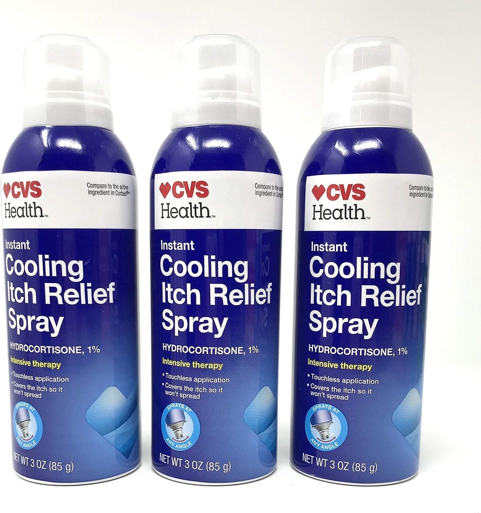 CVS Instant Cooling Itch Relief Spray Hydrocortison 1% Intensieve Therapy 3 Oz (3 Pack)