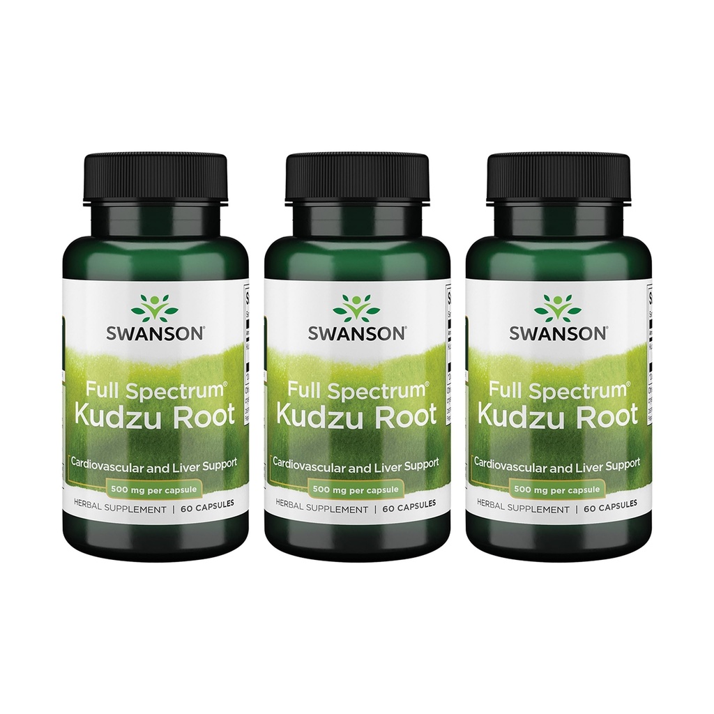 Swanson Full Spectrum Kudzu Root - Herbal Supplement ondersteuning van de gezondheid van het hart en de lever - mei ondersteuning gezonde bloeddruk & Cholesterol niveaus - (60 capsules, 500 mg elk) (3 Pack)