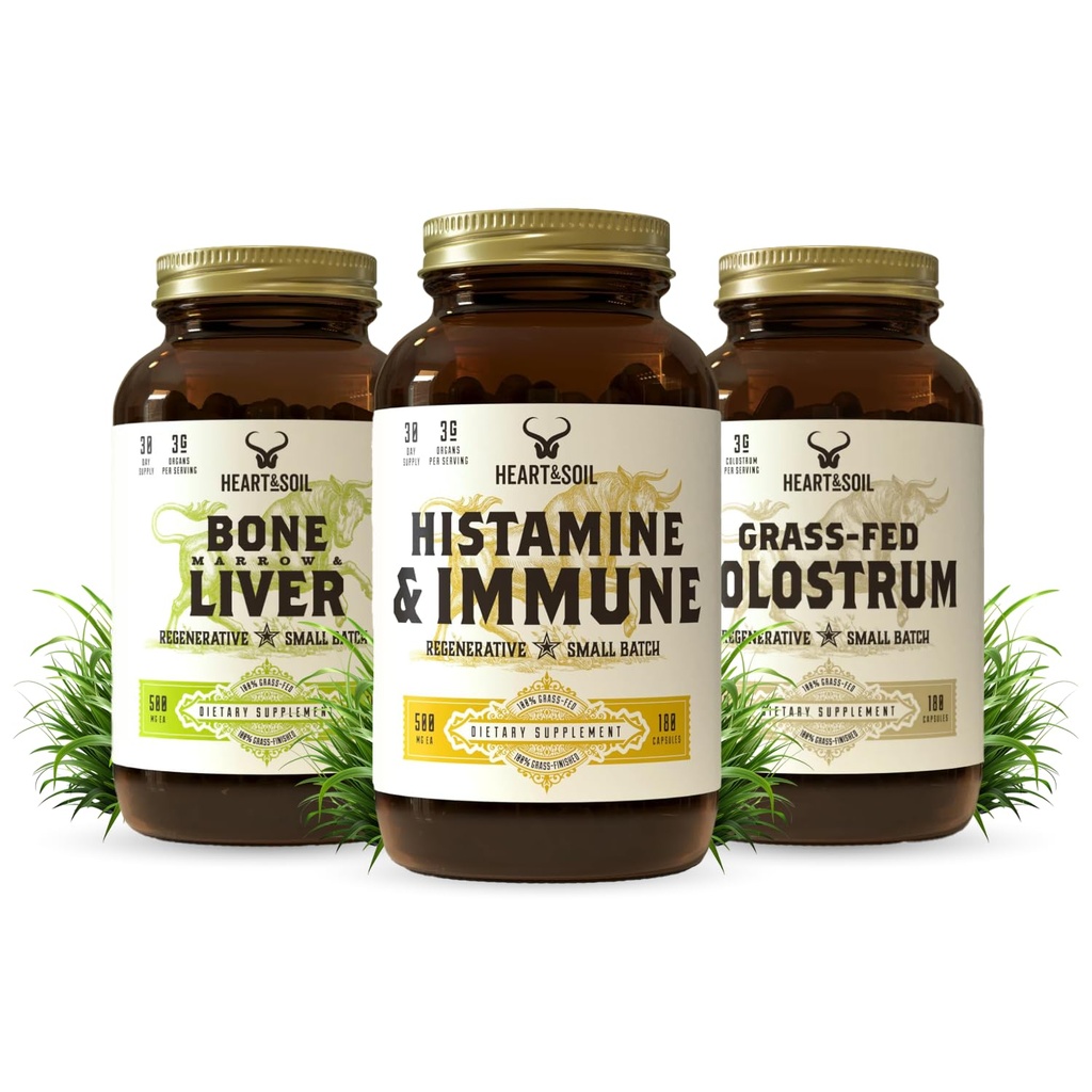 Inclusief Histamine & Immuun Supplement, Bone Marrow & Liver, Grass-Fed Colostrum voor spijsverteringsgezondheid, Gut Balance en algehele wellness