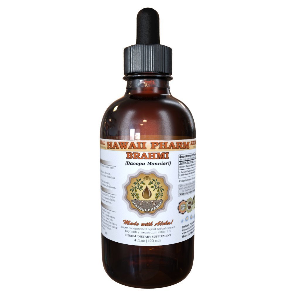 Hawaii Pharm Brahmi Liquid Extract, Brahmi Liquid (Bacopa Monnieri) Tinctuur Supplement 4 Oz