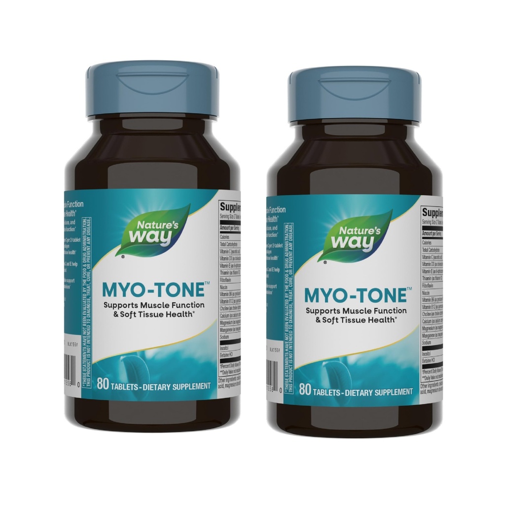 Nature's Way Myo-Tone - Muscle Function & Soft Tissue Health* - With Magnesium, Vitamins & B Vitaminen Glutenvrij & Vegetarian - 80 Tablets (2 Pack)