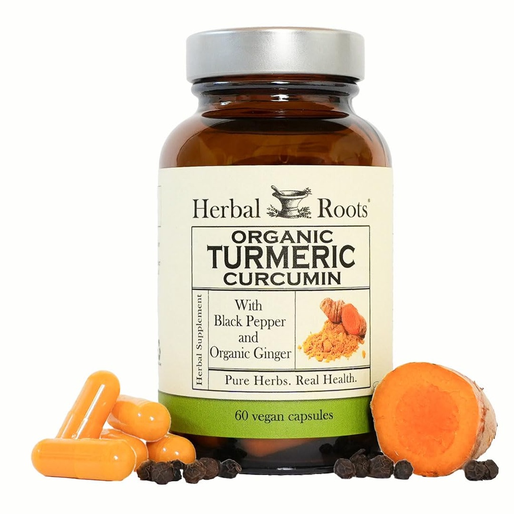 Kruidenwortels - Kurkuma Capsules - Extra sterkte - 1000mg Pure Organic Turmeric Supplement, 95% Gestandaardiseerd Curcuma Extract met BioPerine Pepper en Gember