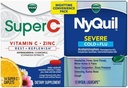 Vicks NyQuil en Super C Convenience Pack: NyQuil Ernstige Geneeskunde voor Max Sterkte Koud en griepreliëf, Handig verpakt met Vicks Super C Rest en Replenish Dagelijkse Supplement, 26ct