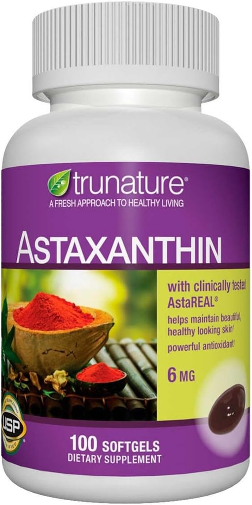 Generieke trunatur Astaxanthine 6 mg. - Verbetert huidelasticiteit, vocht, textuur en toon - 100 Softgels