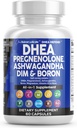 DHEA 200mg Supplement Pregnenolone 100mg voor mannen & vrouwen met DIM Ashwagandha Boron 6mg Complex Calcium Magnesium Zink 50mg Vitamine D3 5000 IE Hormone Ondersteuning Capsules Pillen Made in USA 60 Tellen