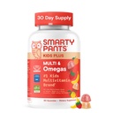 SmartyPants Kids Multivitamine Gummies - Verbeterde Formule: Omega 3 (DHA/EPA), Vitaminen D3, C, B12, B6, Vitamine A, K & Zink, Glutenvrij, Drie Fruitsmaken, 60 Tellen (30 Dagen Levering)